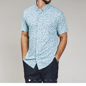 7 Diamonds Light Blue Floral Button Down Shirt